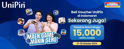 Beli Voucher UniPin di Indomaret – Top Up Game pakai Voucher UniPin, Dapatkan Bonus hingga 15,000 UniPin Credits